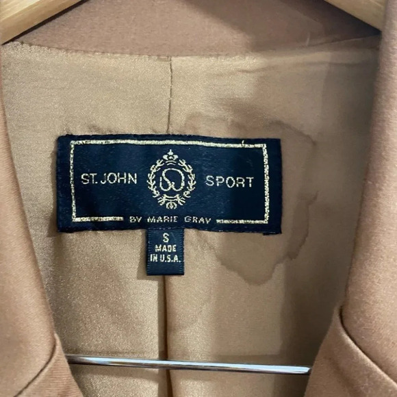 ST.JOHN SPORT Lamé Metal CREST LOGO BROWN BLAZER JACKET size S USA Made - Picture 3 of 9
